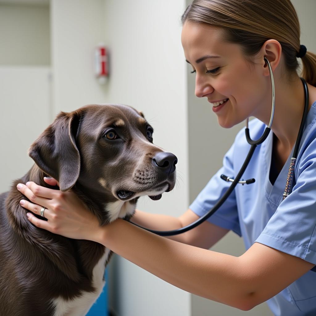 Veterinarian Checking Dog at Richboro Vet Boarding