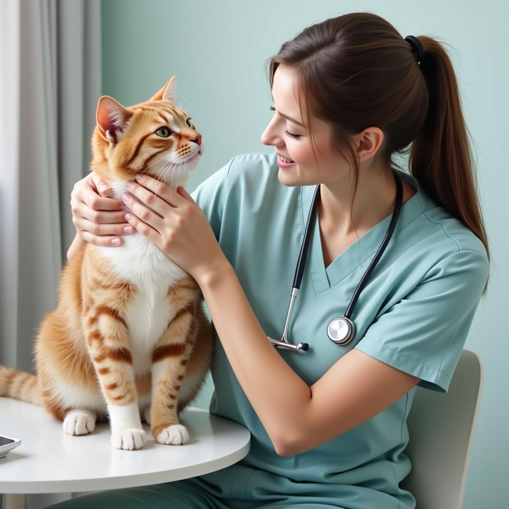 Veterinarian Comforting a Cat