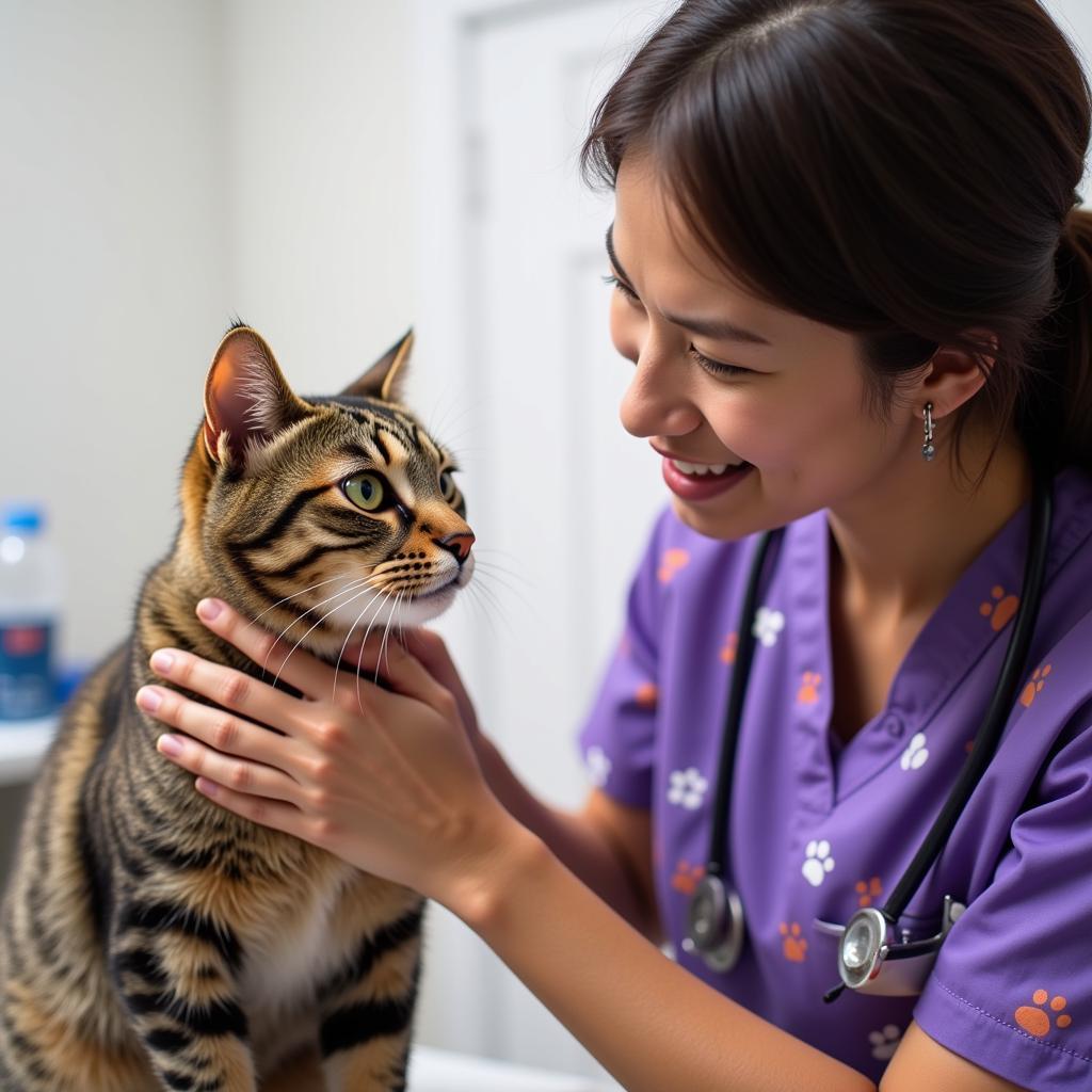 Veterinarian Comforting a Cat