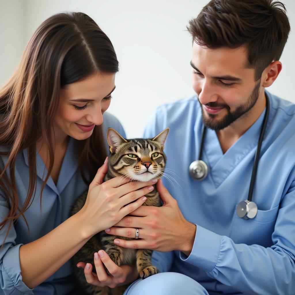 Veterinarian Comforting Cat Owner in Fort Myers