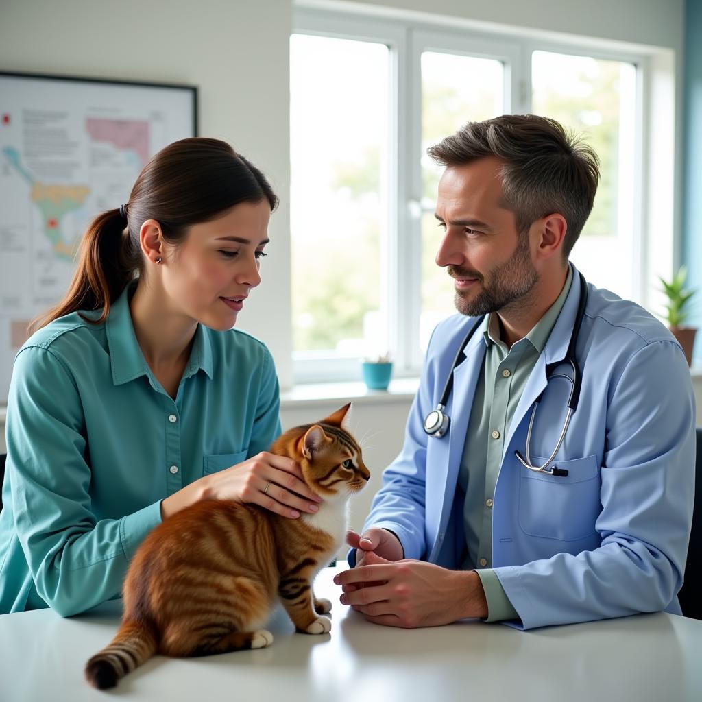 Veterinarian comforting a cat owner at Poplar Massey