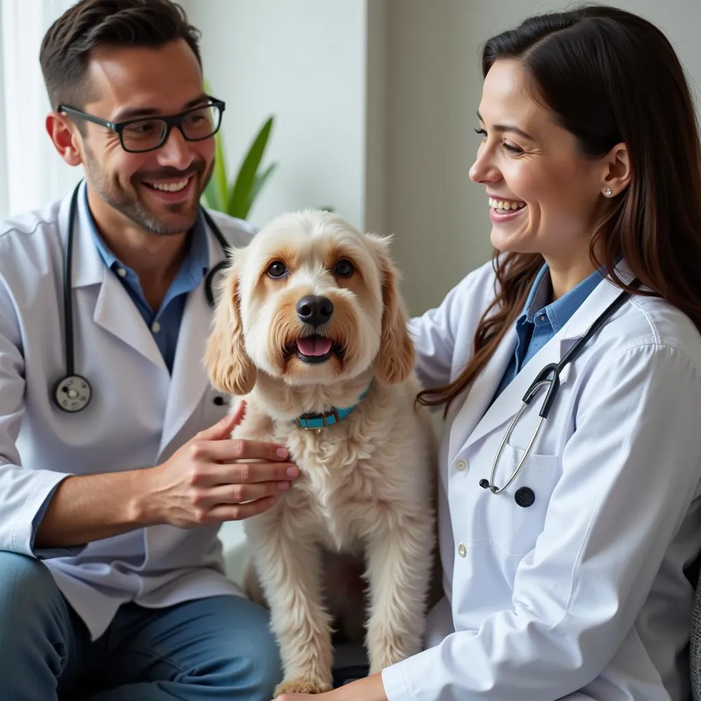 Veterinarian comforting a pet owner