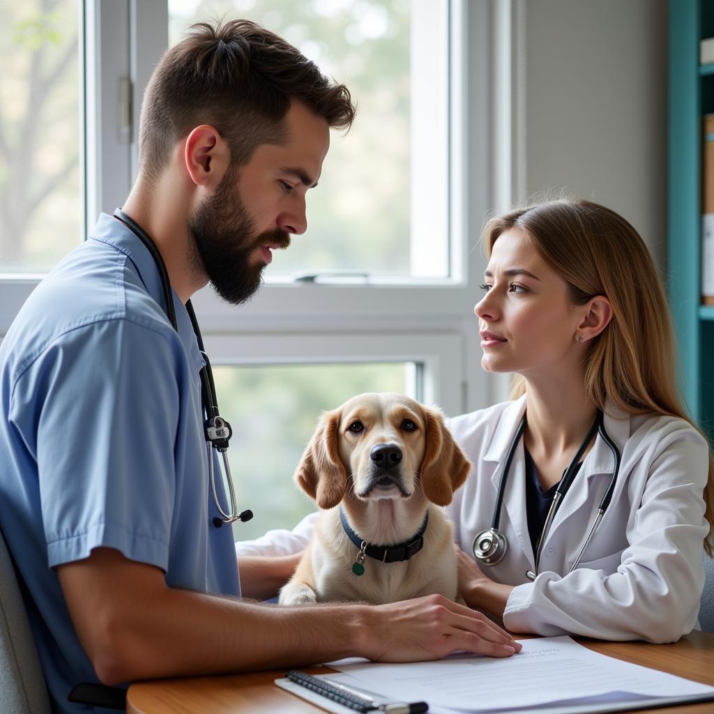 Veterinarian Comforting Pet Owner