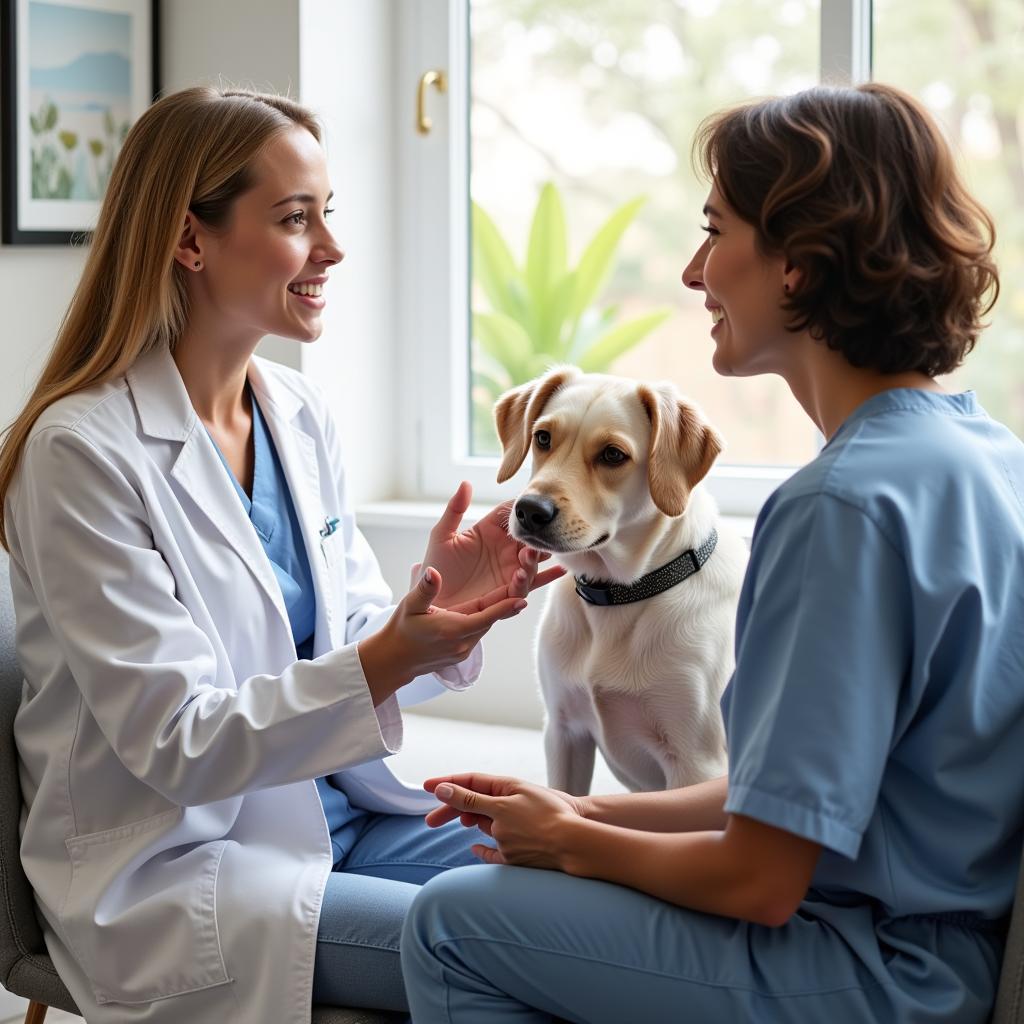 Veterinarian Discussing Pet Care with Owner