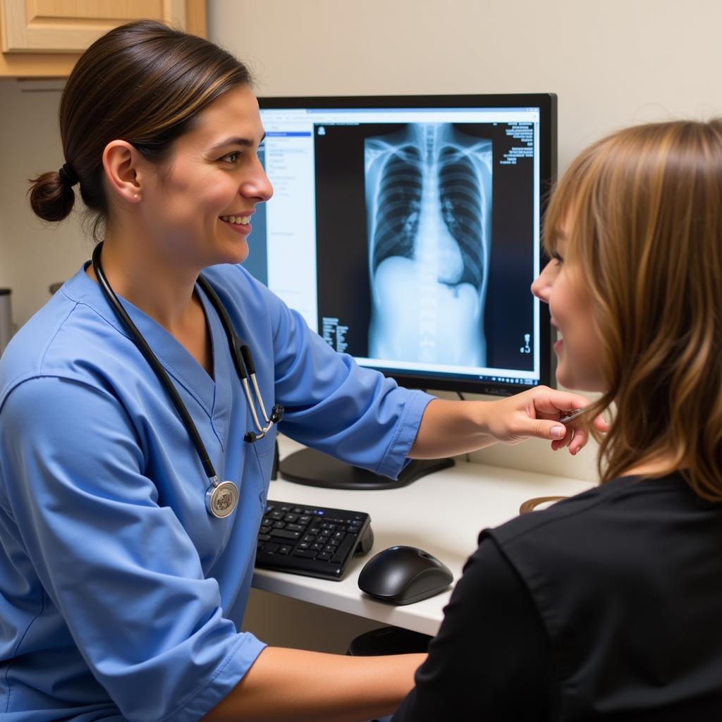 Veterinarian explaining treatment options at Kimberly Crest