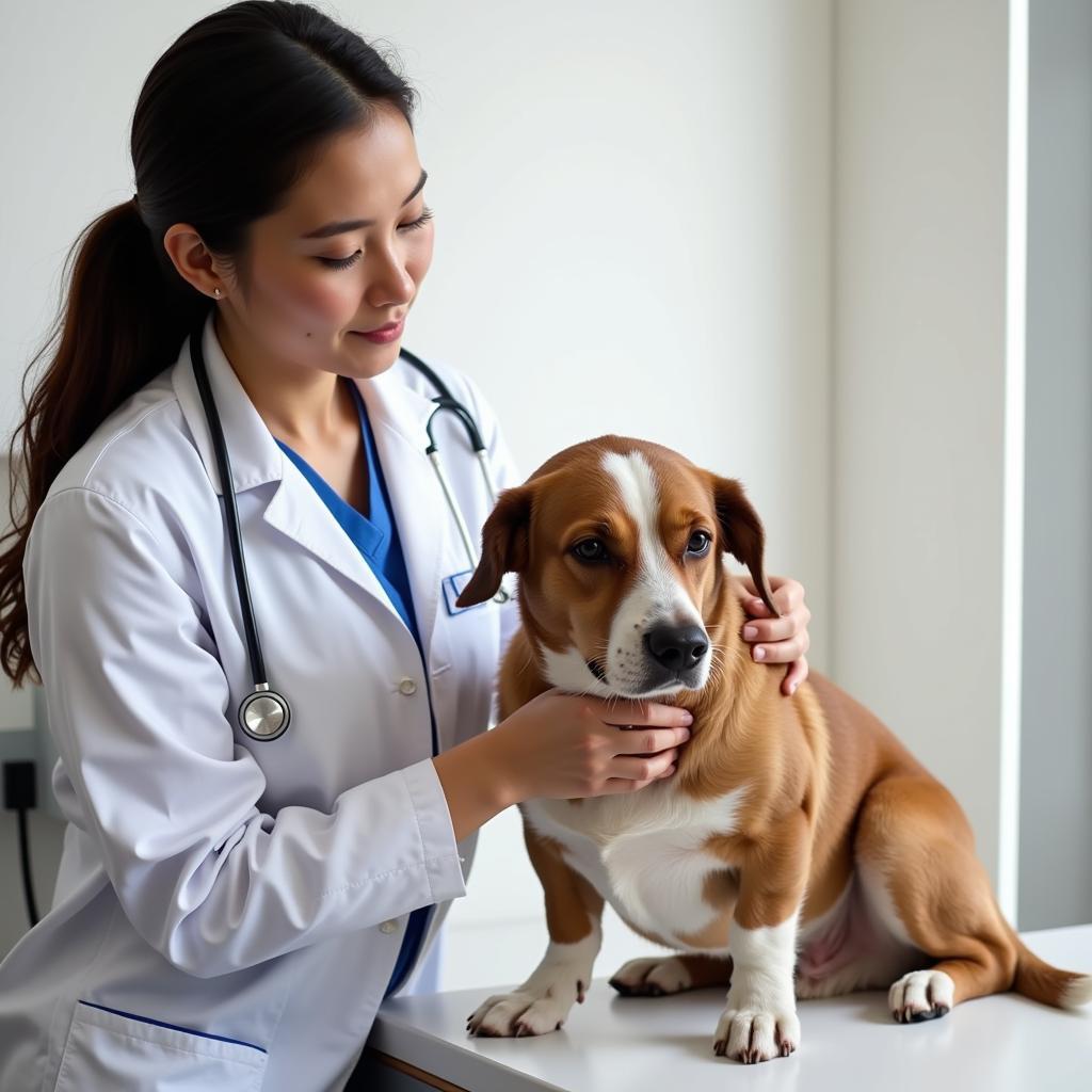  Veterinarian Examining a Dog