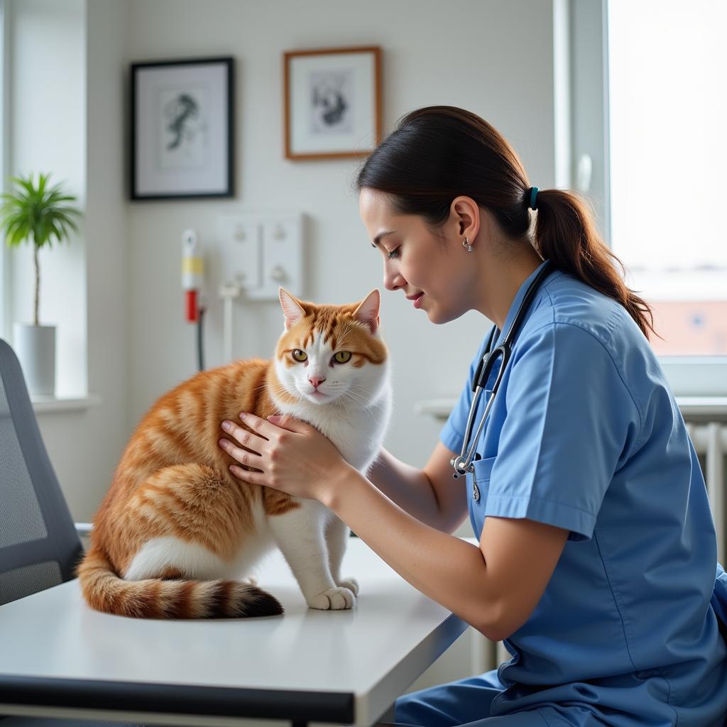 Veterinarian Conducting a Thorough Examination 