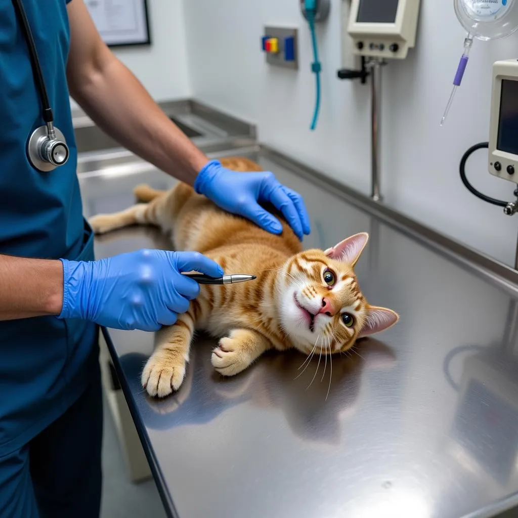 Veterinarian Examining Cat in Emergency Room