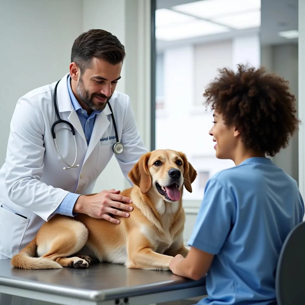 Veterinarian Examining Dog