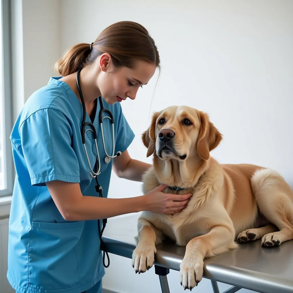 Veterinarian Examining a Dog