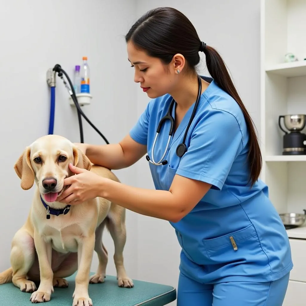 Veterinarian Examining Dog