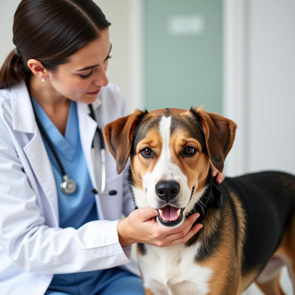 Veterinarian conducting a check-up on a dog