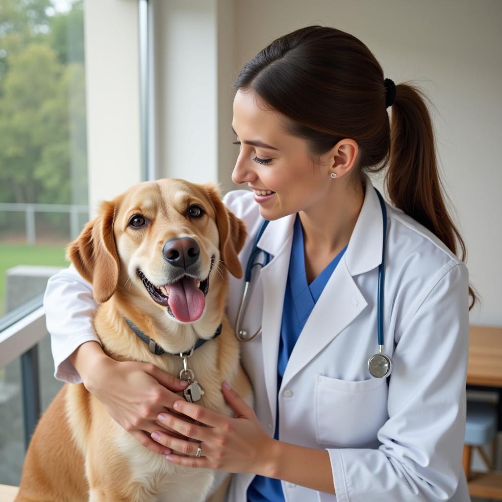 Veterinarian Examining Dog