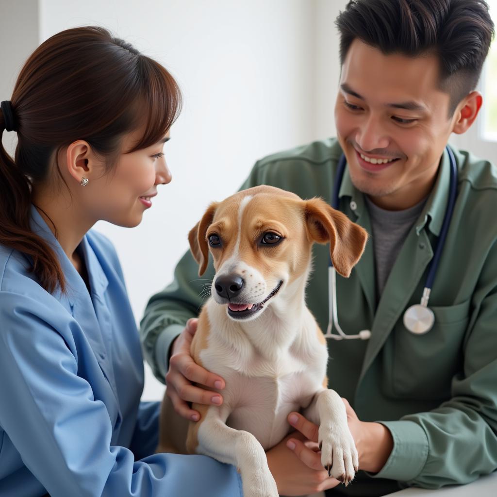 Veterinarian Examining Dog