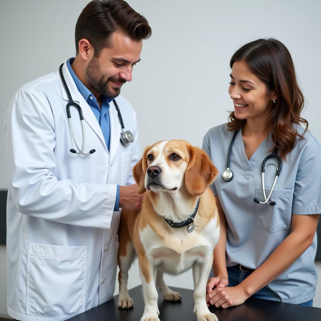 Veterinarian conducting a check-up on a dog