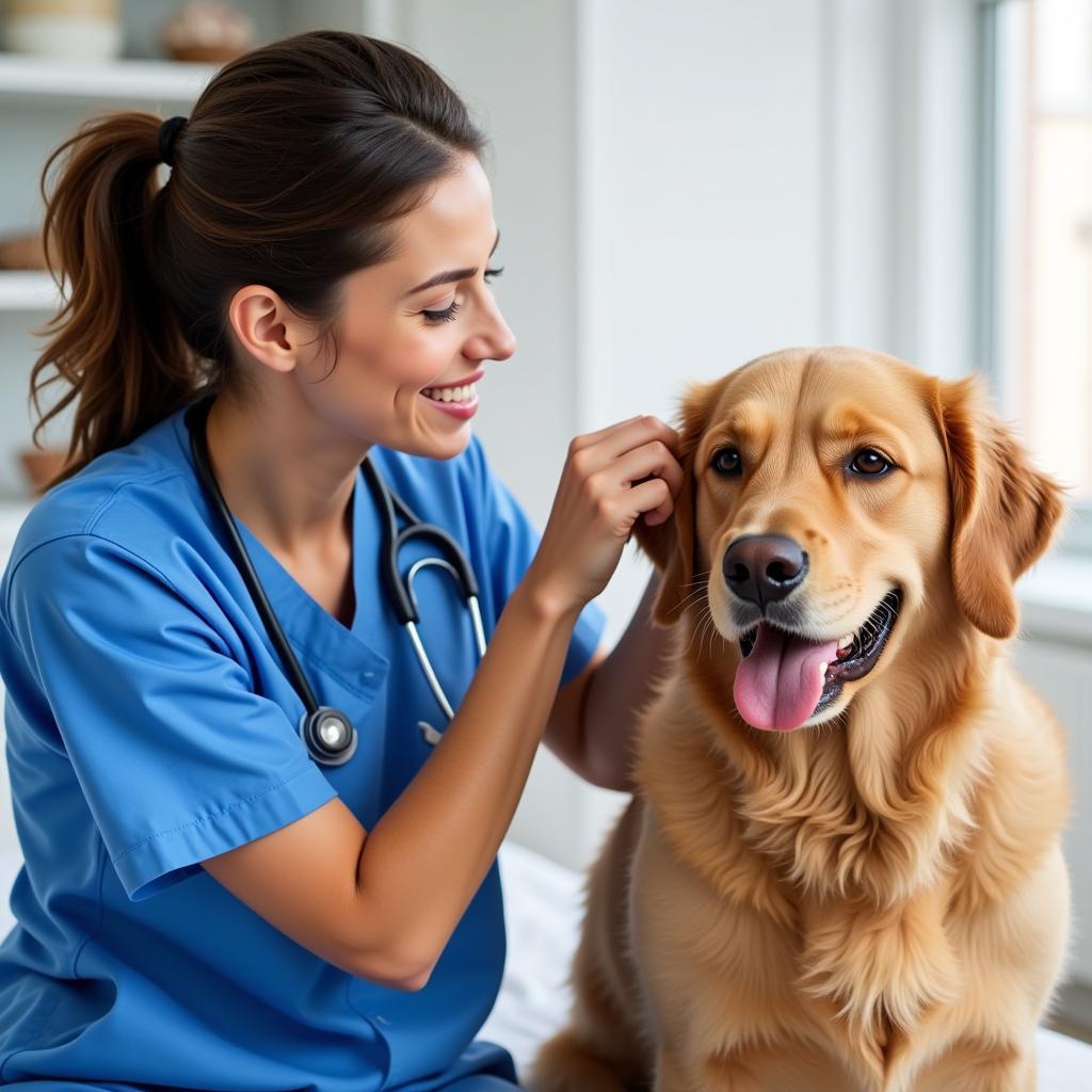 Veterinarian Examining a Dog