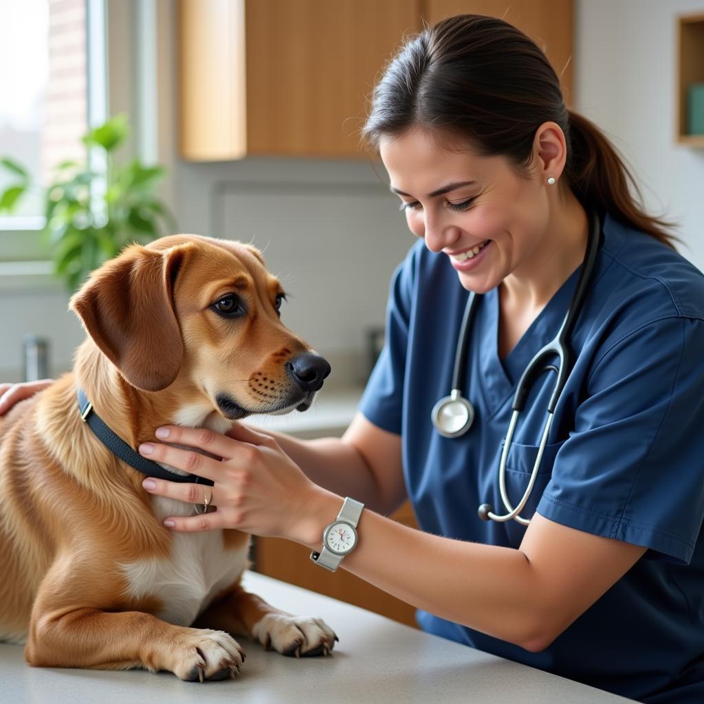 Veterinarian conducting a check-up on a dog