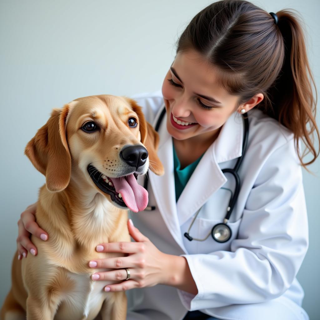  Veterinarian conducting a check-up on a dog