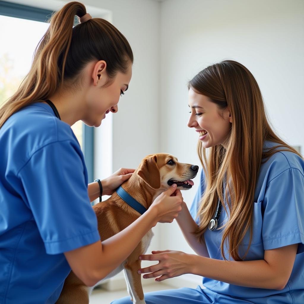 Veterinarian Conducting a Check-Up on a Dog