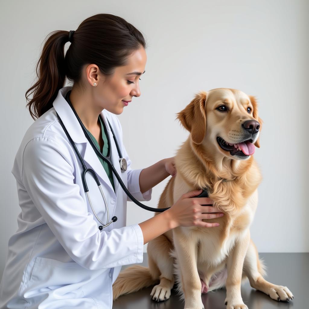 Veterinarian performing a check-up