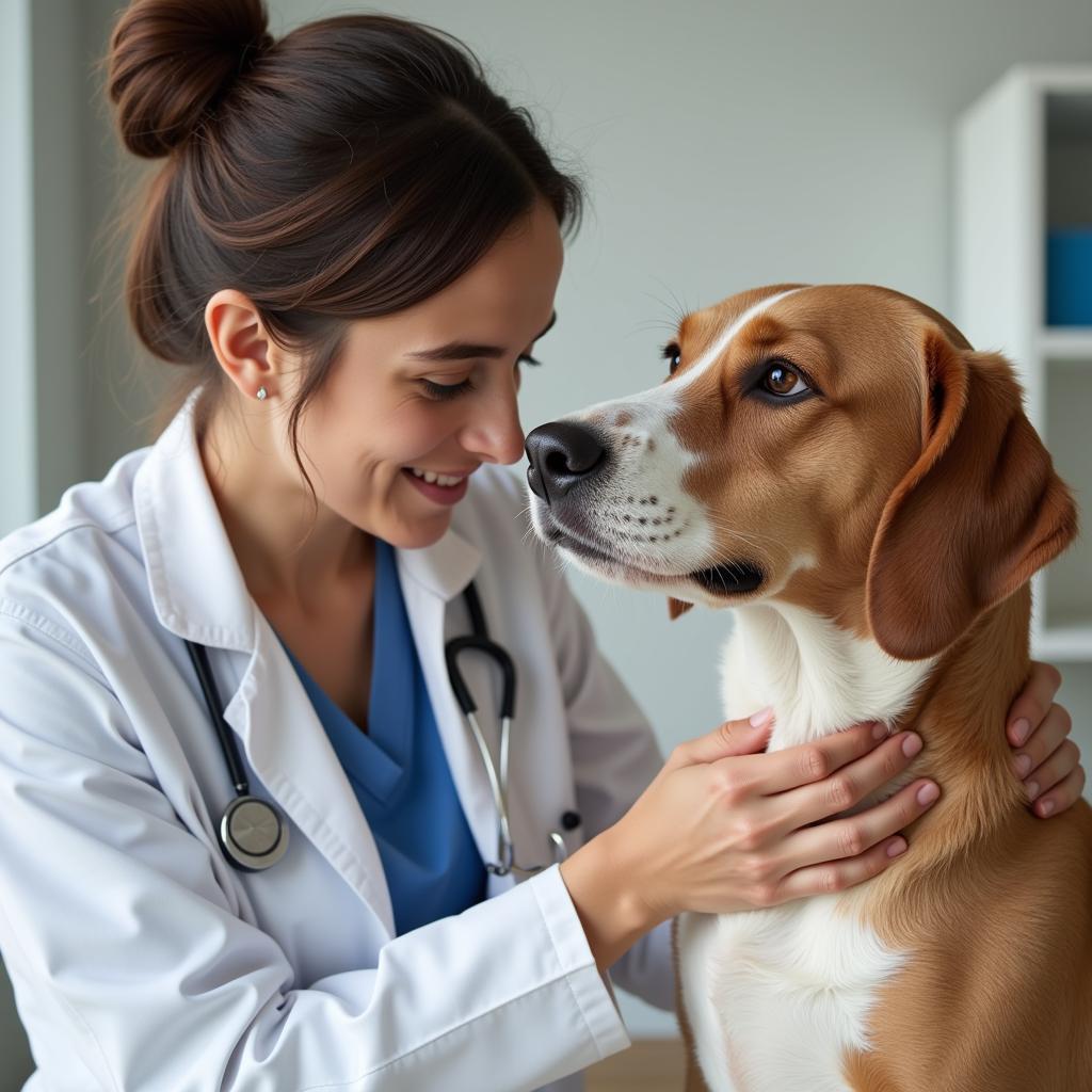 Veterinarian conducting a checkup on a dog