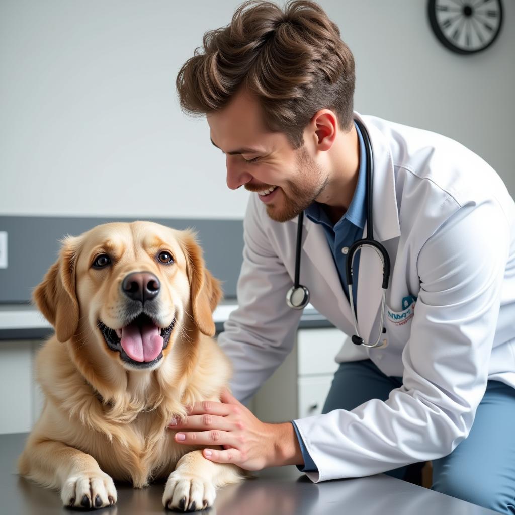 Veterinarian Examining a Dog