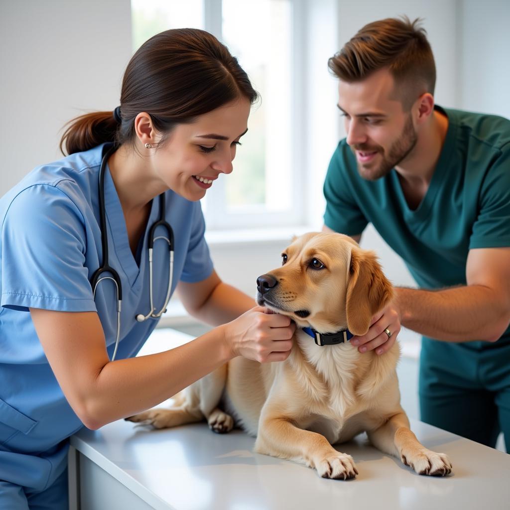 Veterinarian Performing a Checkup