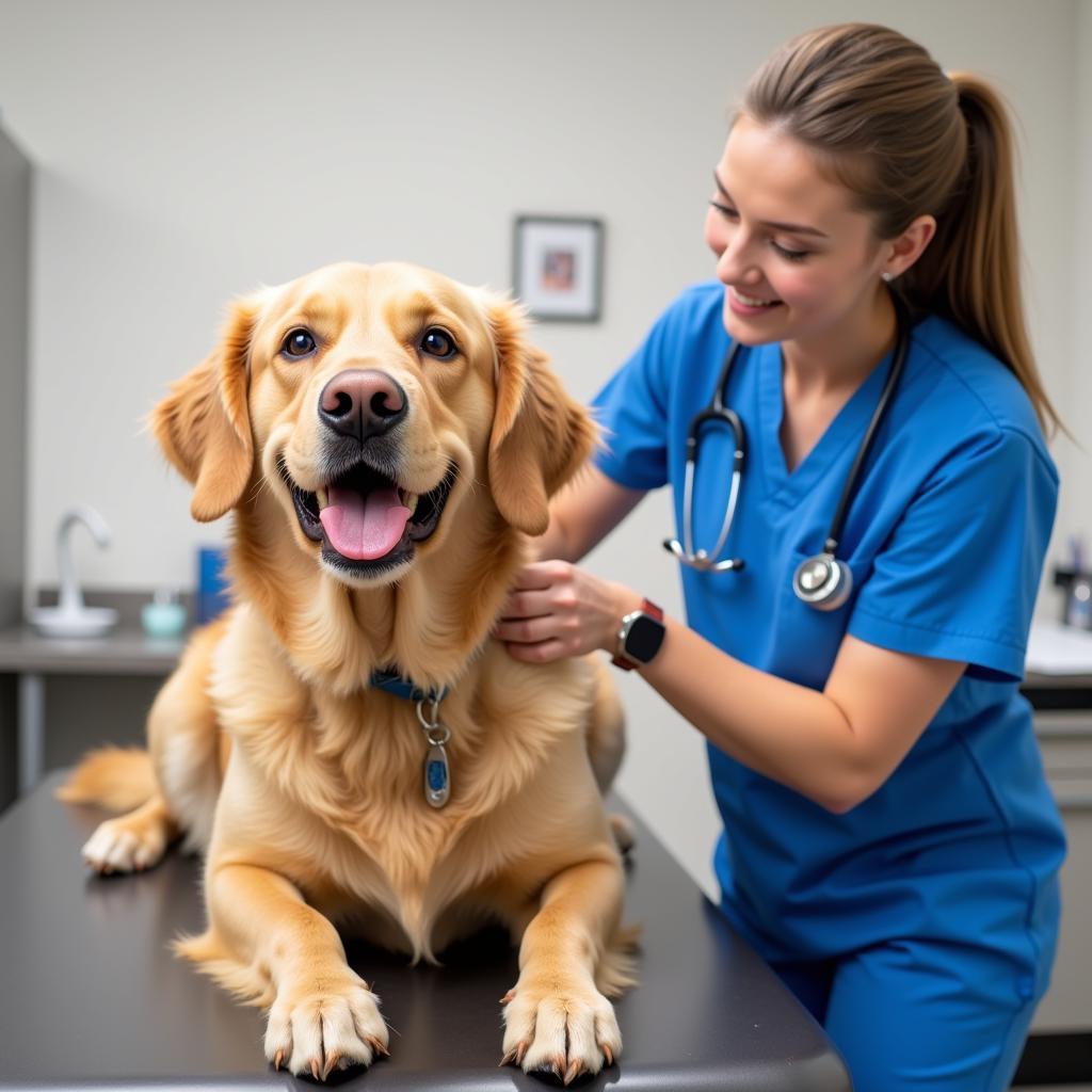 Veterinarian Examining Dog