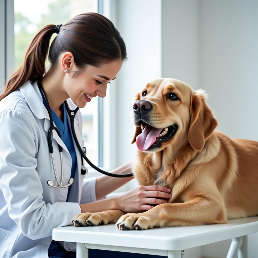 Veterinarian Examining a Dog