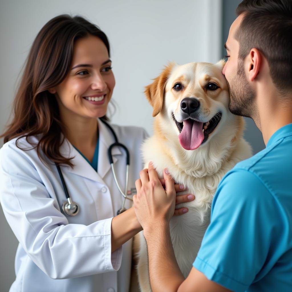 Veterinarian performing a check-up on a dog