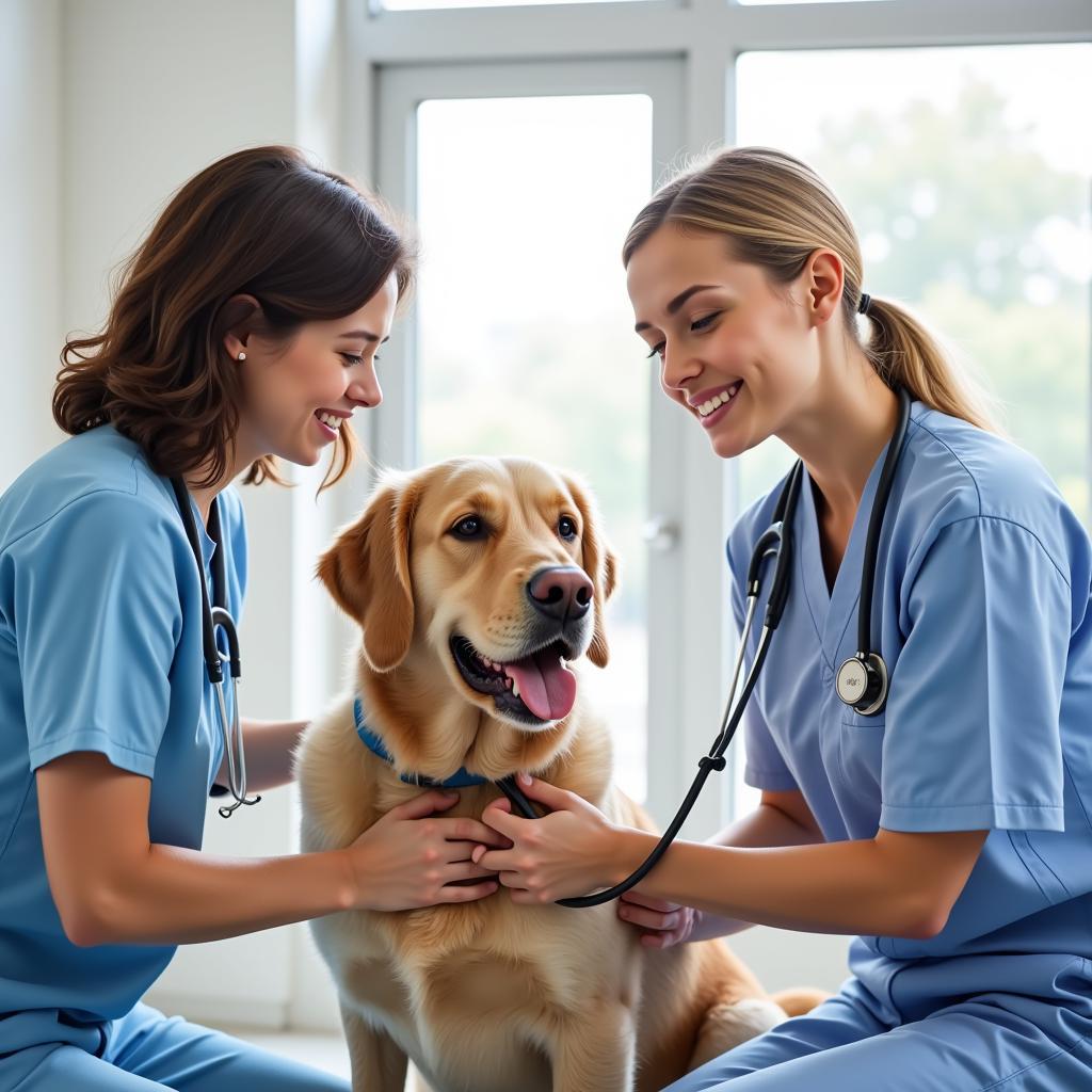 Veterinarian Examining a Dog in Buxton