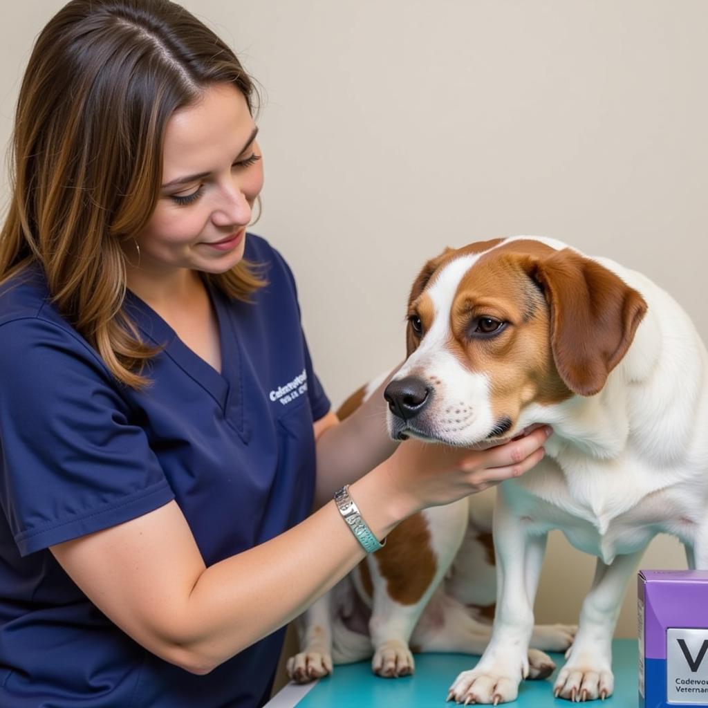 Veterinarian Examining Dog at Cedarwood Veterinary Hospital