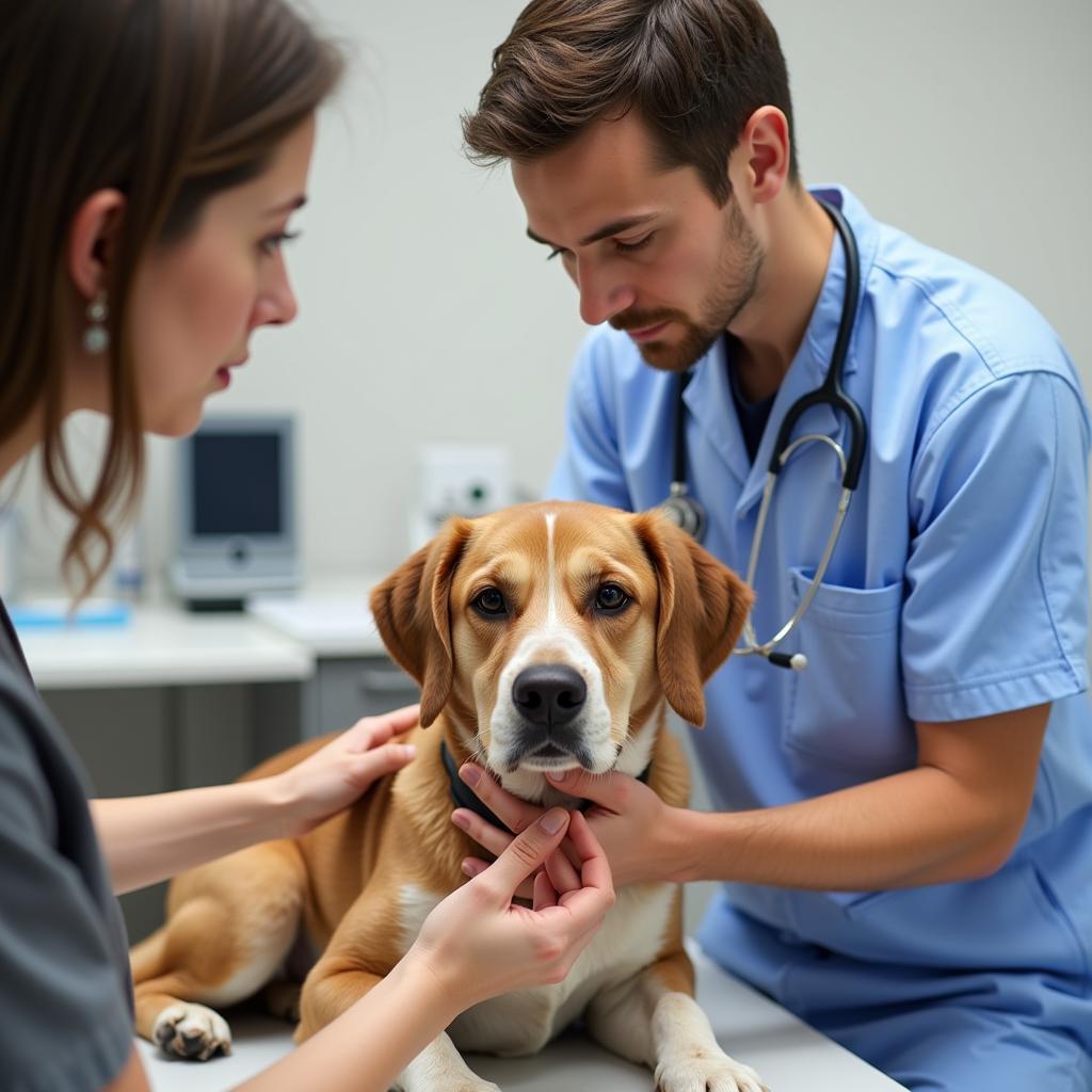 Veterinarian Examining a Dog in Dennis MA