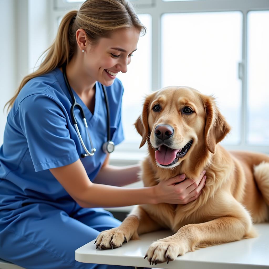 Experienced veterinarian examining a dog in Dripping Springs