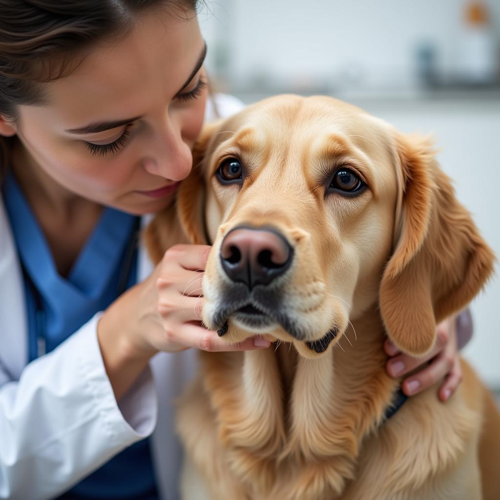 Veterinarian Examining Dog with a Gentle Touch