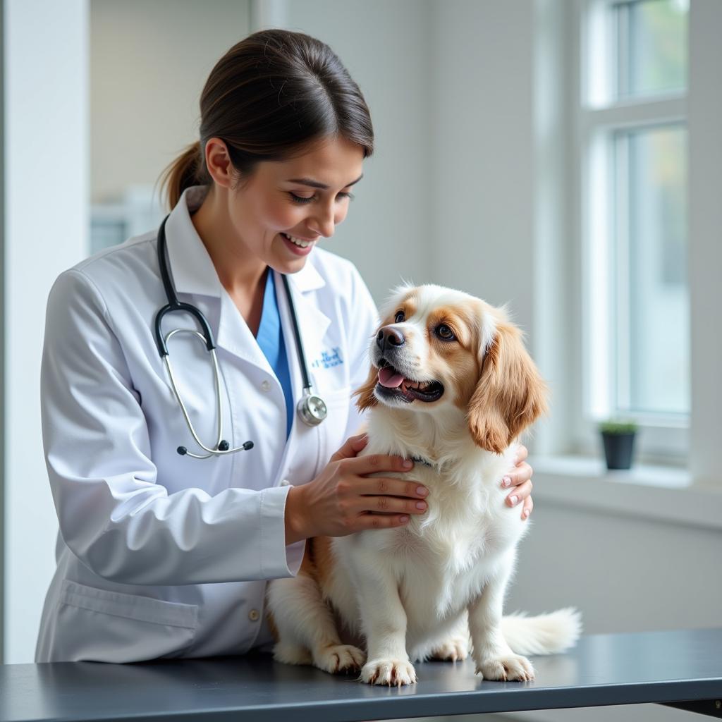 Veterinarian Examining Dog at Harrison Animal Hospital