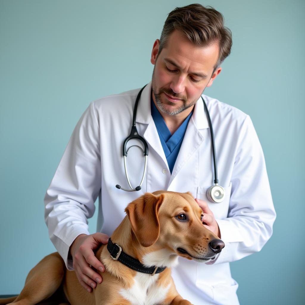  Veterinarian examining a dog at Hickory Knoll Veterinary Hospital 