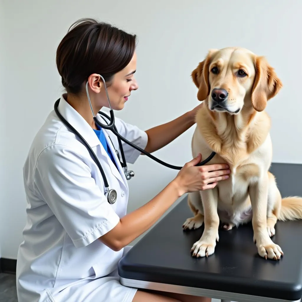 Veterinarian Conducting a Thorough Examination on a Dog in Clarks Summit