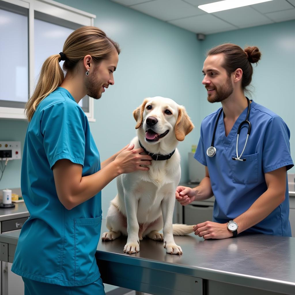 Veterinarian Examining a Dog in an Emergency Room