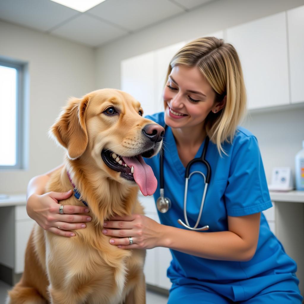 Veterinarian Examining a Dog