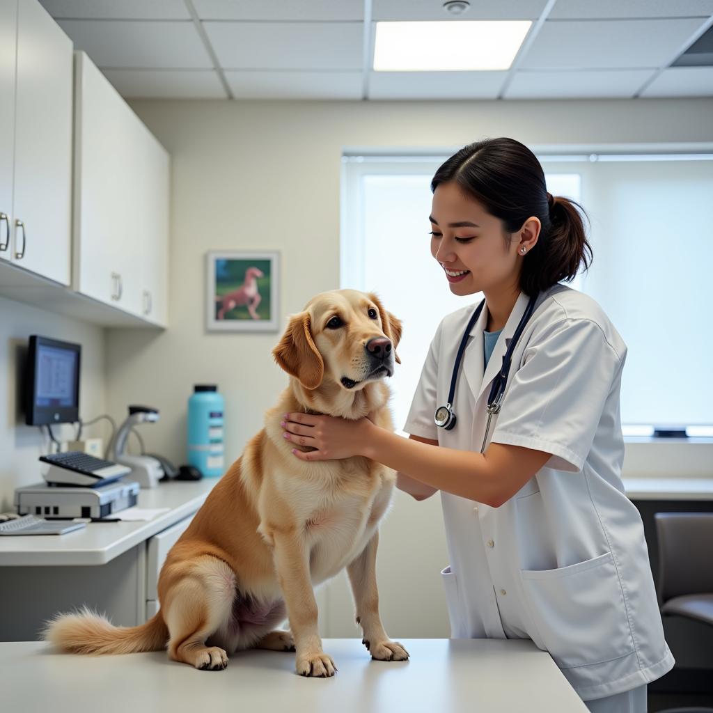 Veterinarian conducting a checkup