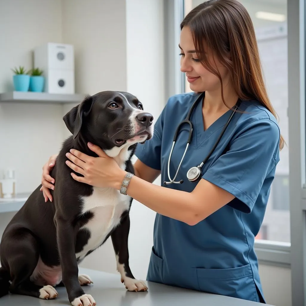 Experienced veterinarian conducting a thorough examination on a dog in Lebanon