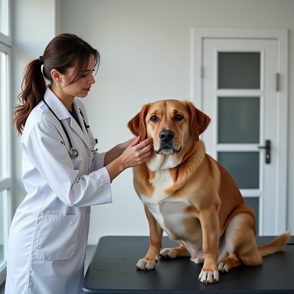 Experienced veterinarian conducting a thorough examination at Paw Haven Animal Hospital