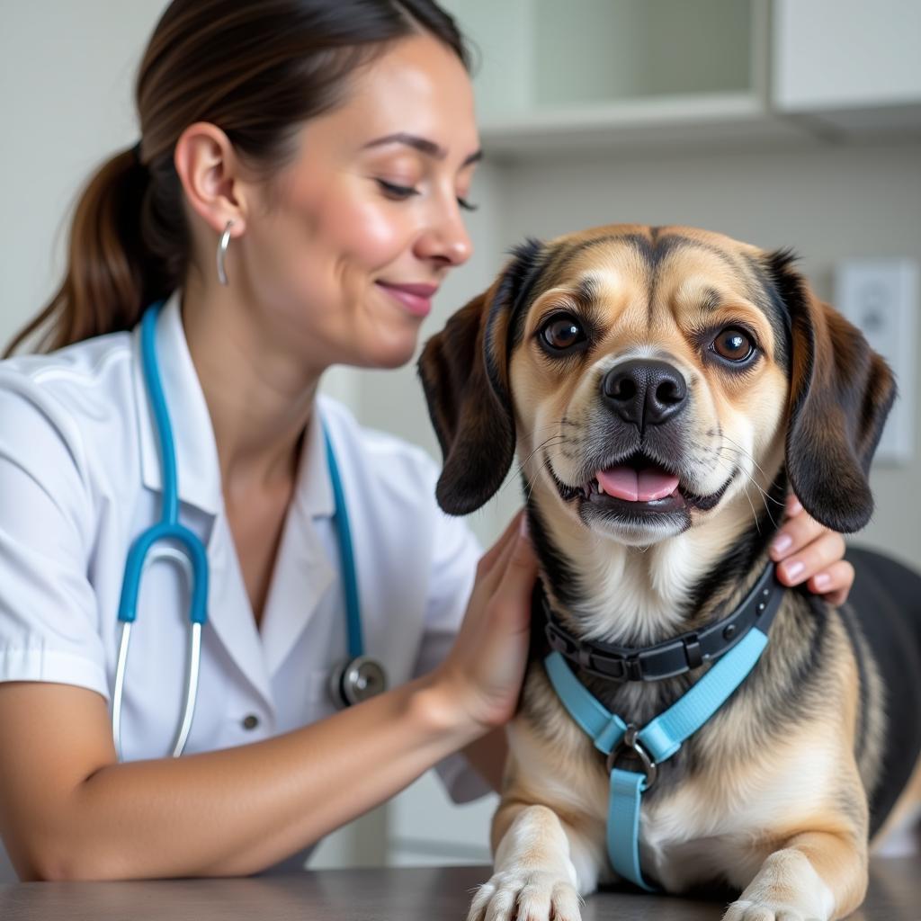 Veterinarian Conducting a Thorough Exam on a Dog