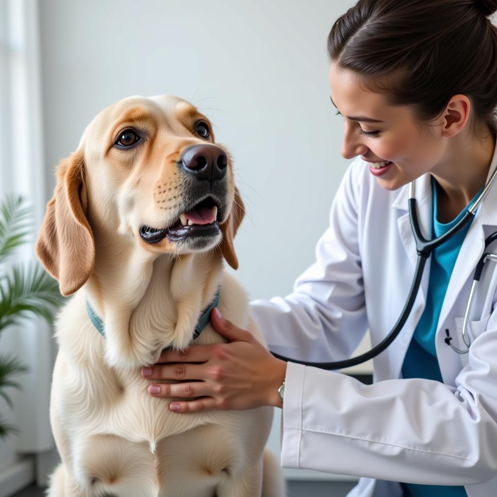 Experienced veterinarian examining a dog in San Gabriel