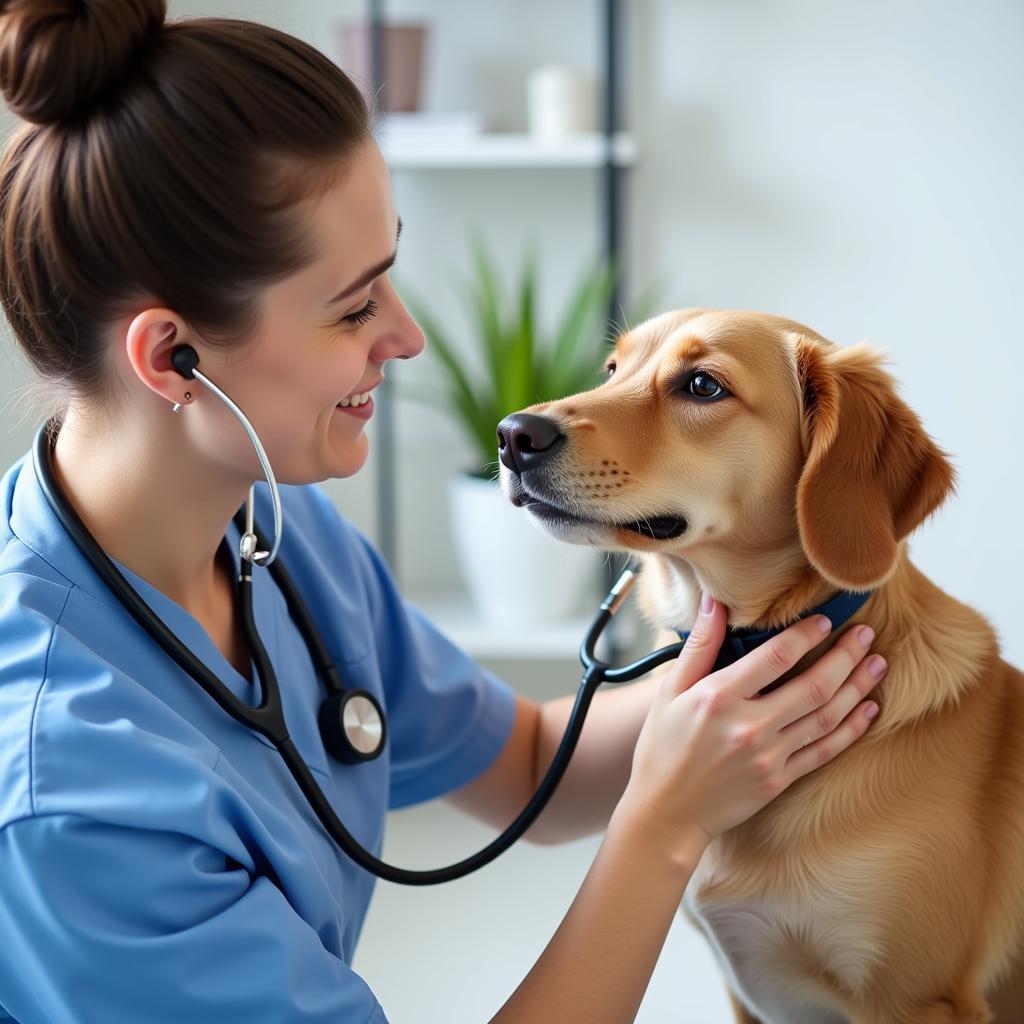 Experienced Veterinarian Examining a Dog in Seguin