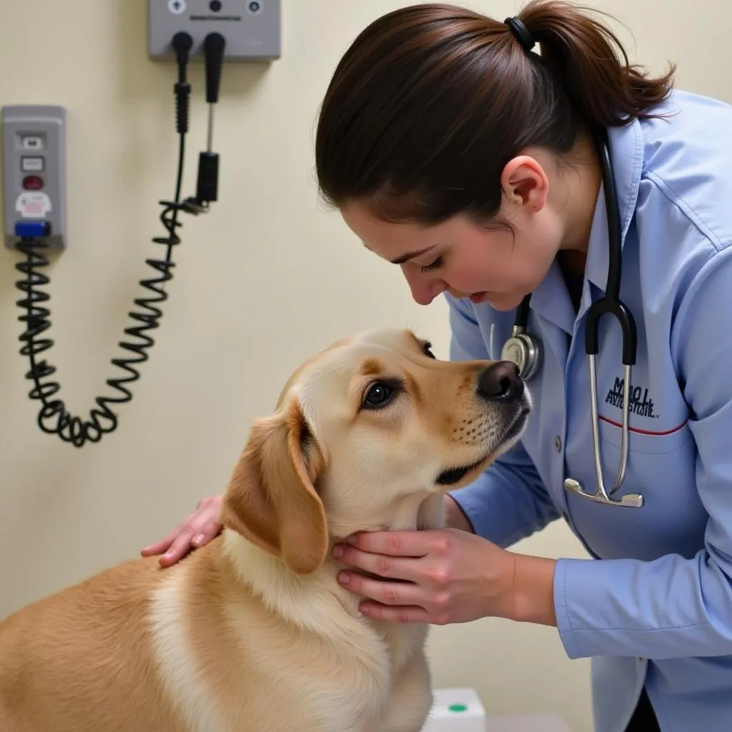 Veterinarian conducting a check-up on a dog