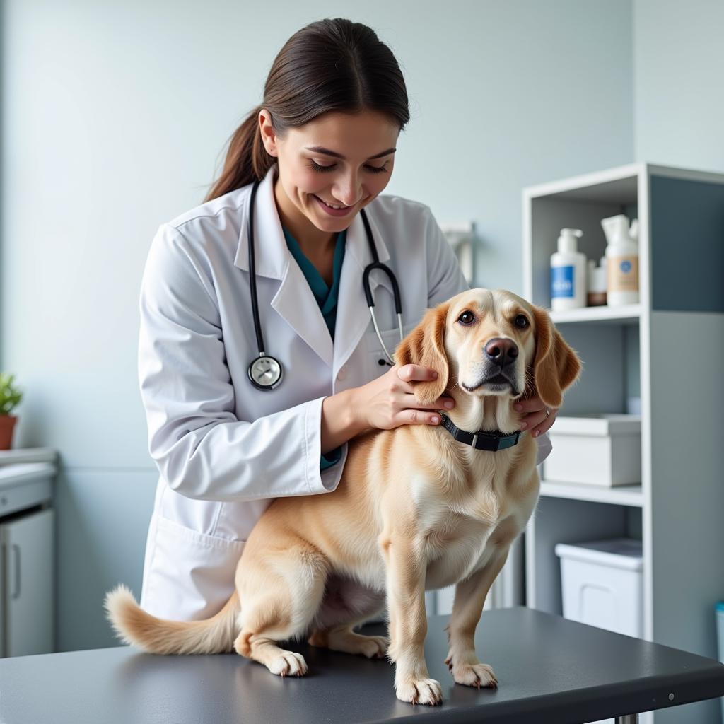 Veterinarian Performing a Checkup on a Dog in St. Petersburg