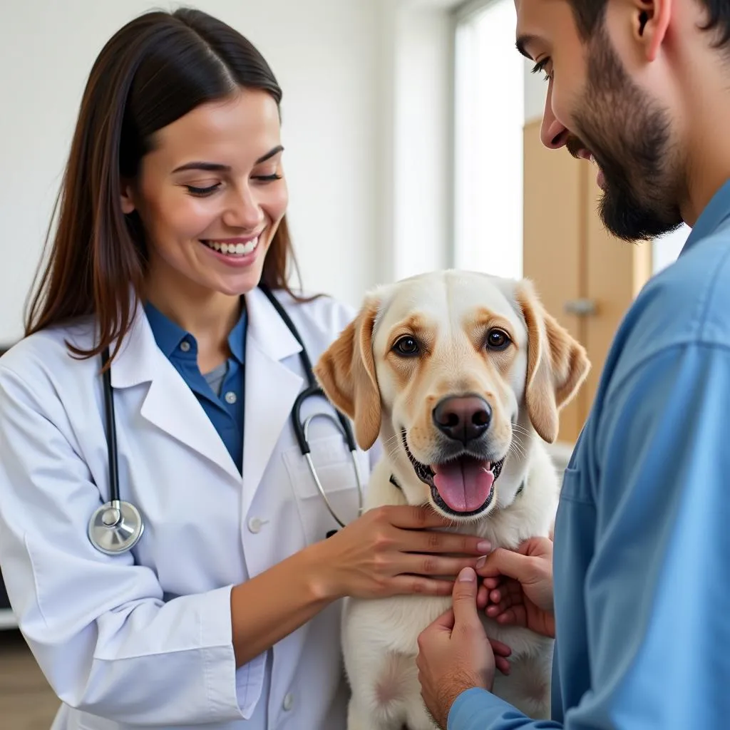 Veterinarian Examining a Dog