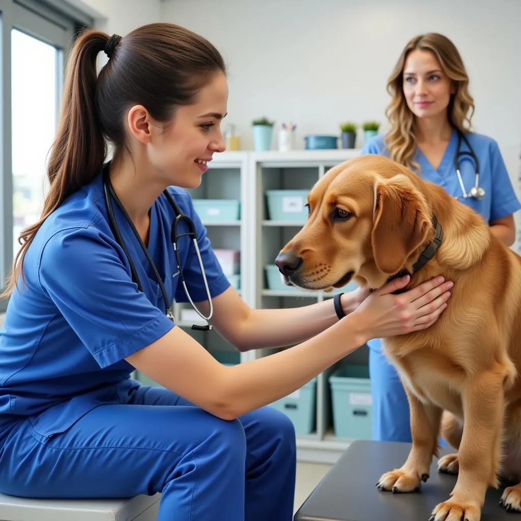 Veterinarian Examining Dog